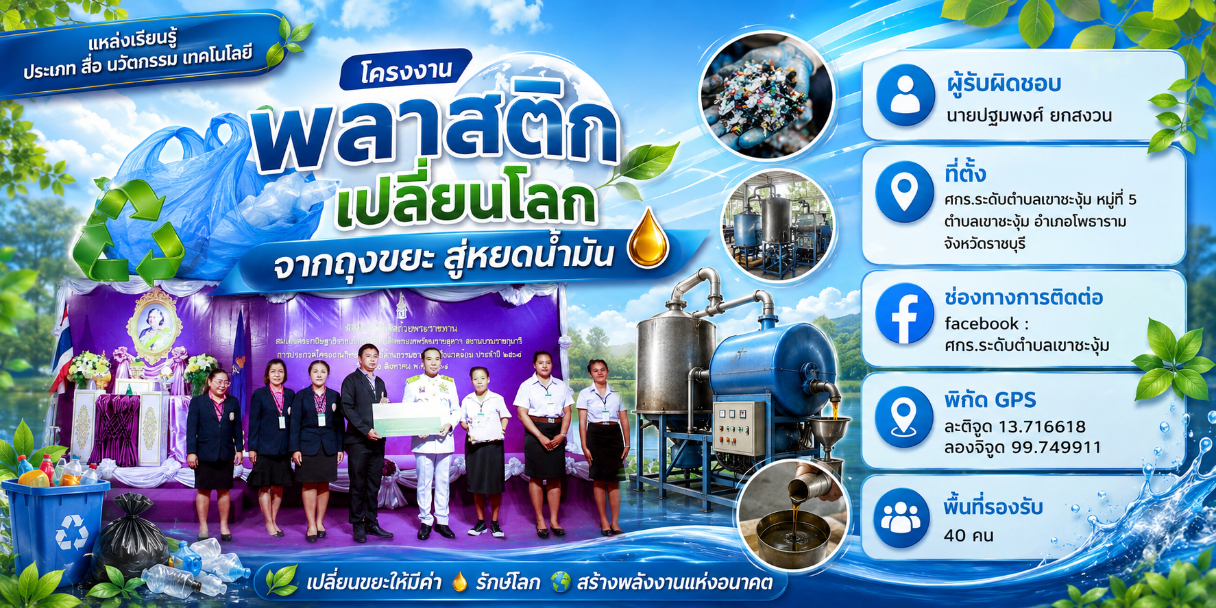 โครงงานพลาสติกเปลี่ยนโลก จากถุงขยะ สู่หยดน้ำมัน