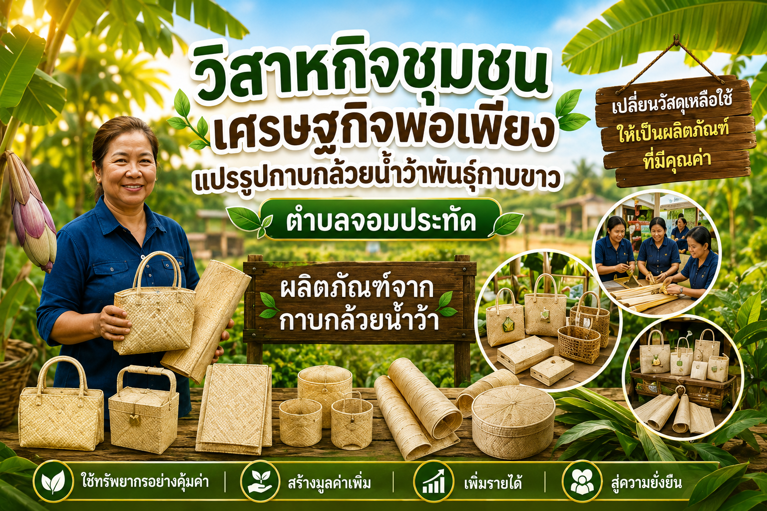 นางทิพวรรณ  เกิดป้าน (แปรรูปกาบกล้วยน้ำว้าพันธ์กาบขาว)