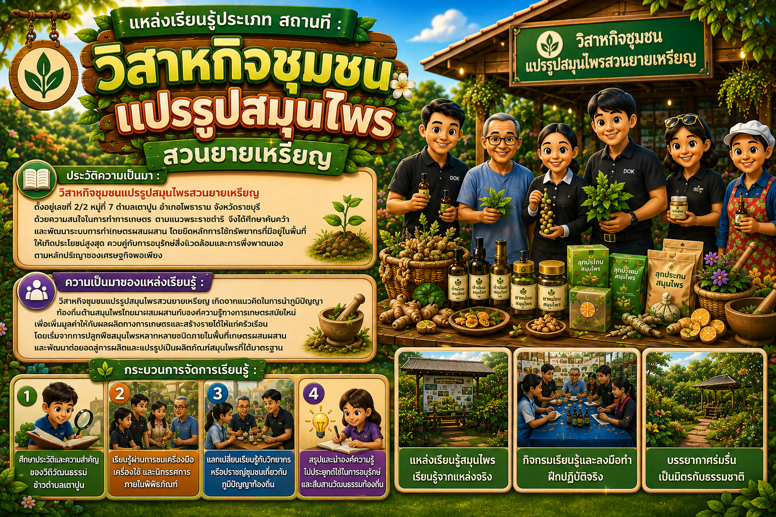 วิสาหกิจชุมชนแปรรูปสมุนไพรสวนยายเหรียญ