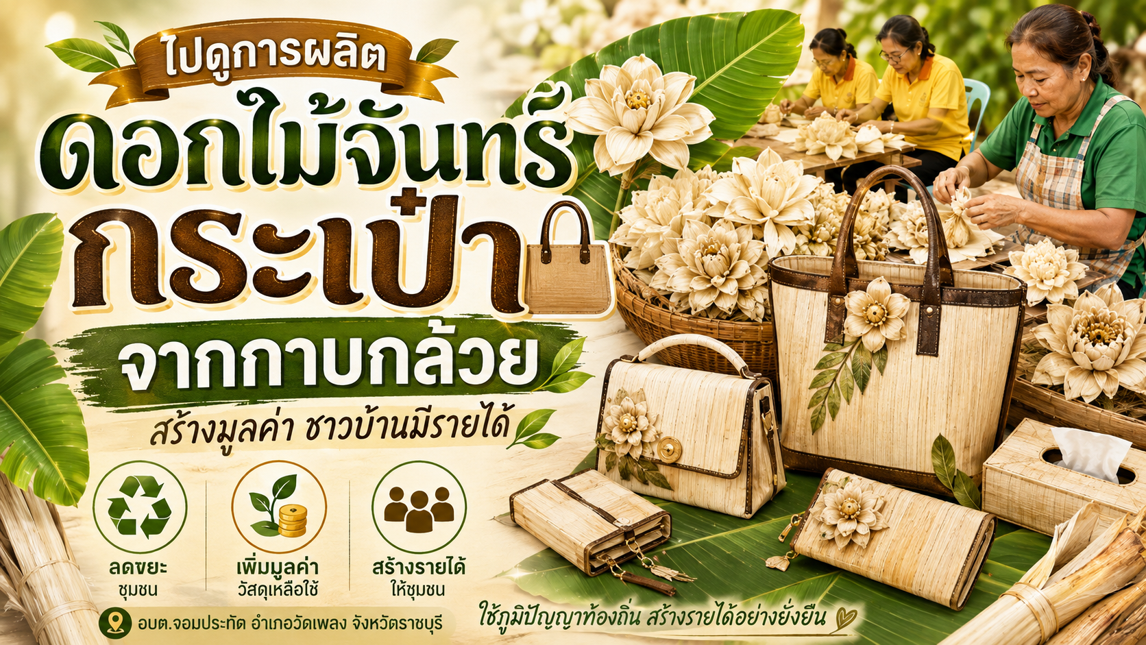 แปรรูปกาบกล้วยน้ำว้าพันธ์กาบขาวตำบลจอมประทัด