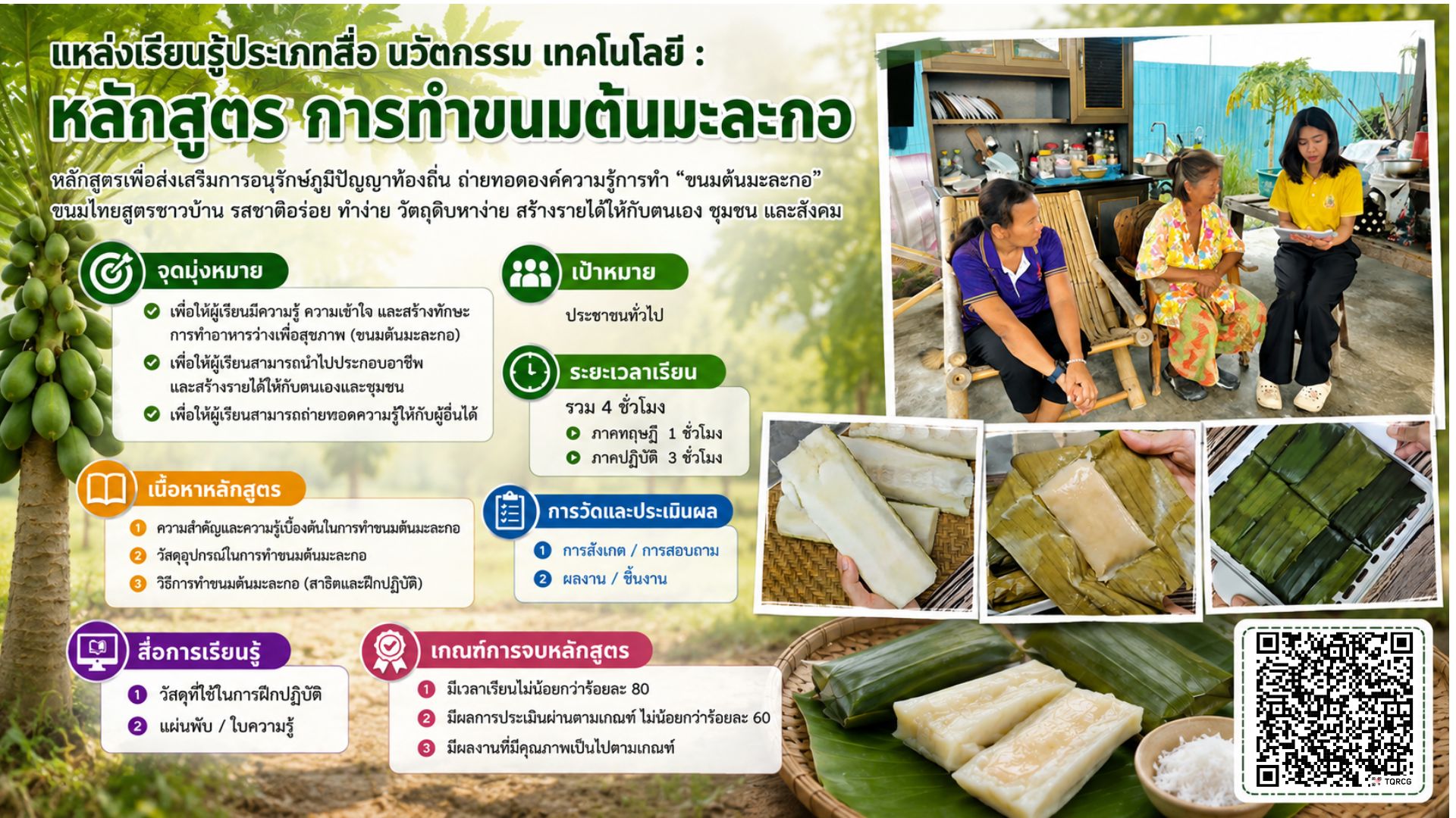 หลักสูตร การทำขนมต้นมะละกอ